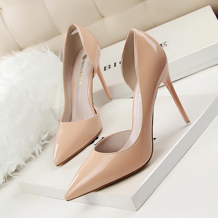 Women's solid high heels pointed closed toe stilettos