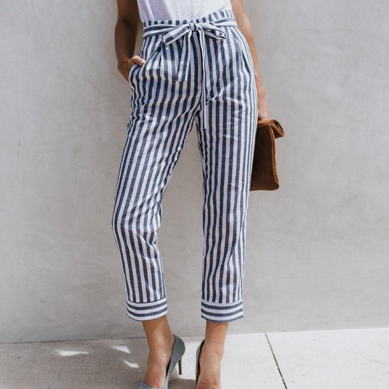 Summer Slim Loose Comfortable Stripe Pants Women - fashionshoeshouse