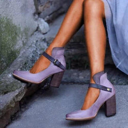 Women's vintage chunky high heel sandals