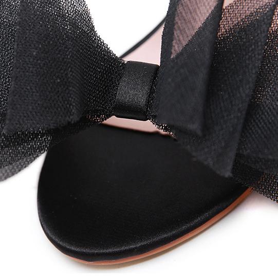 Women's sexy silk lace bowknot high heels sandals