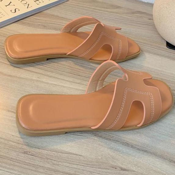 Women's flat slide sandals summer beach slides H shaped flat slides