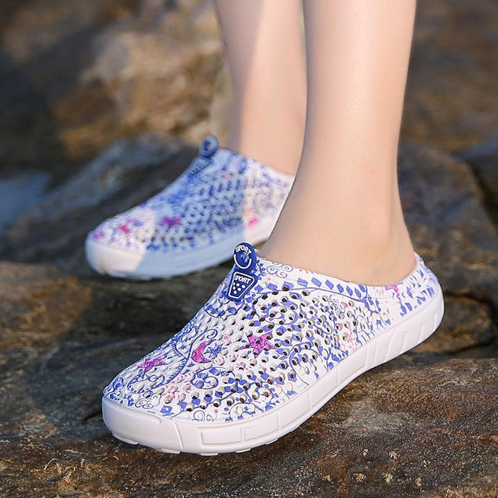 Women's hollow breathable backless water shoes antiskid beach sandals