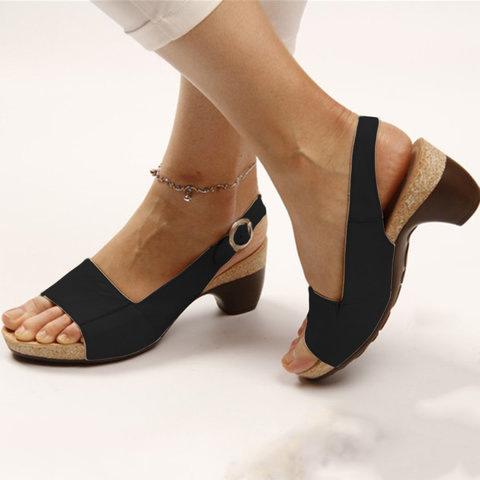 Elegant Comfy Comma Heels Adjustable Buckle Strap Sandals - fashionshoeshouse