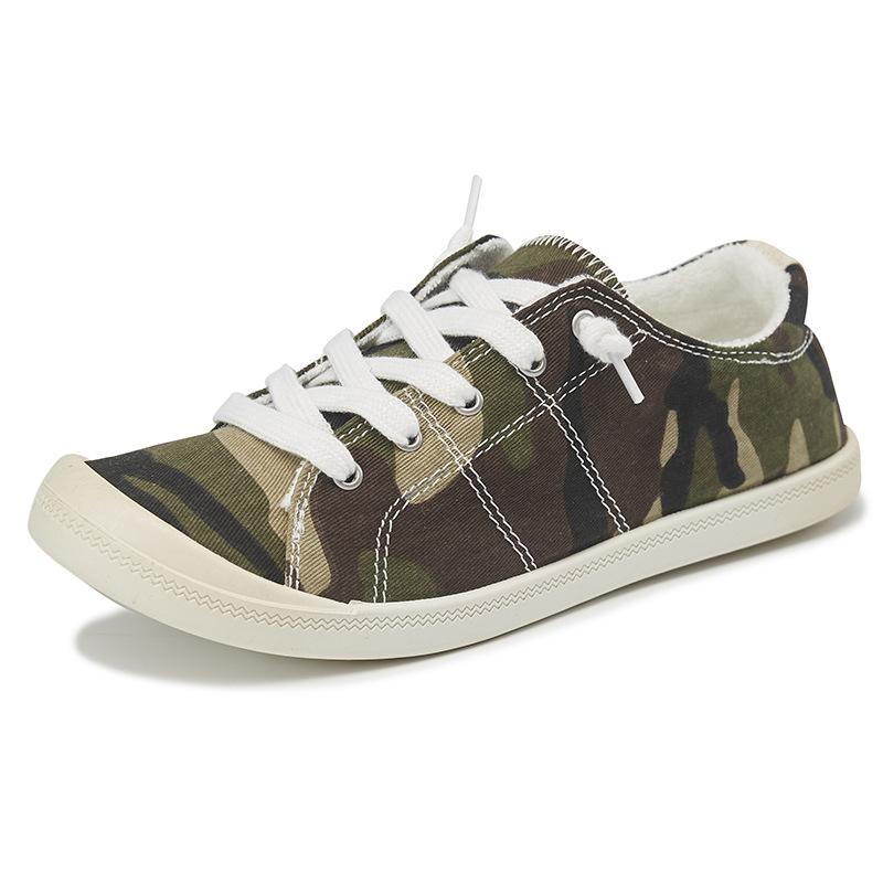 Women's summer slip on camouflage canvas shoes