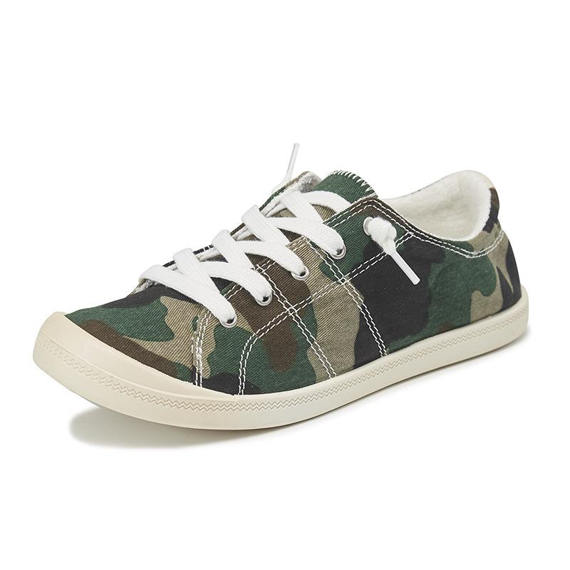 Women's summer slip on camouflage canvas shoes