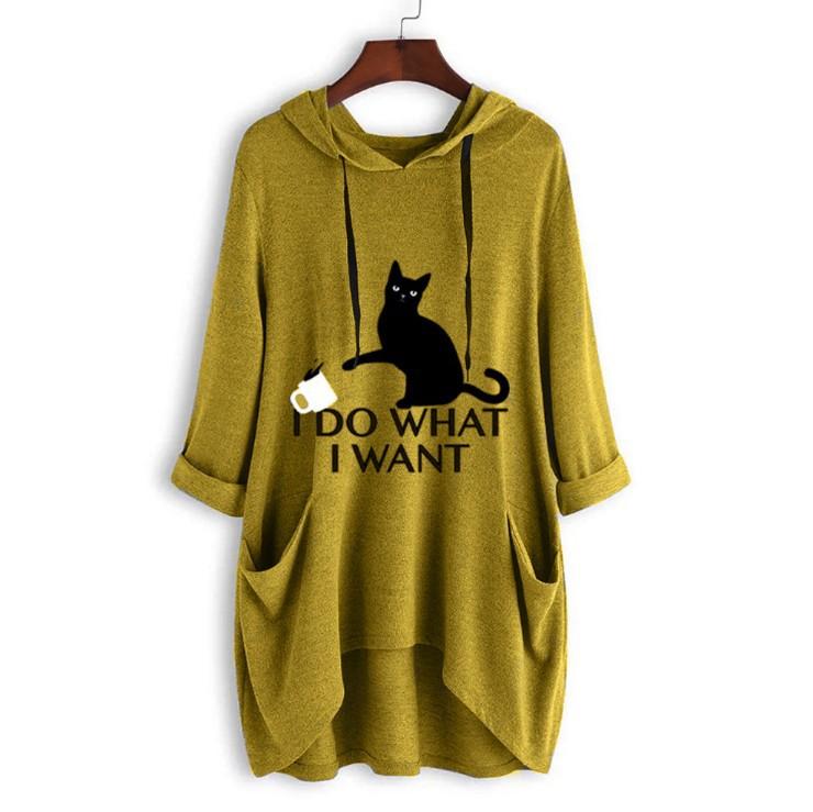 Plus Size Meow Cat Letter Print Women Loose Hoodies Sweatshirt - fashionshoeshouse