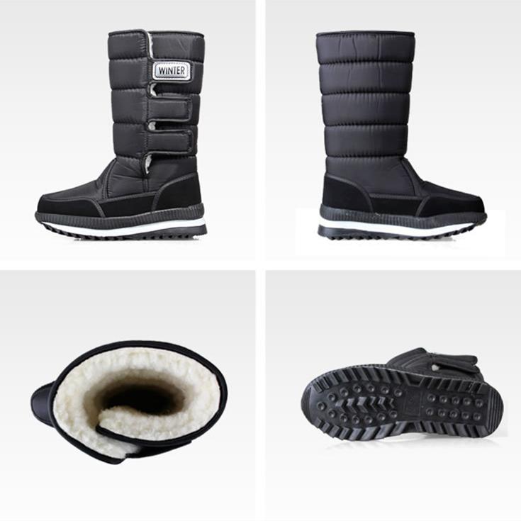Men's warm plush lined mid calf snow boots | Cotton warm winter boots