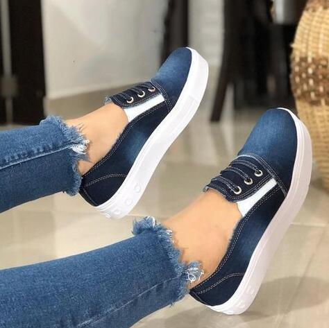 Women fabric sneakers flat canvas shoes slip on loafers