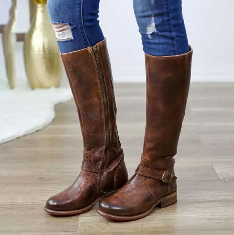Women Chunky Heel Winter Fall Mid Calf Boots