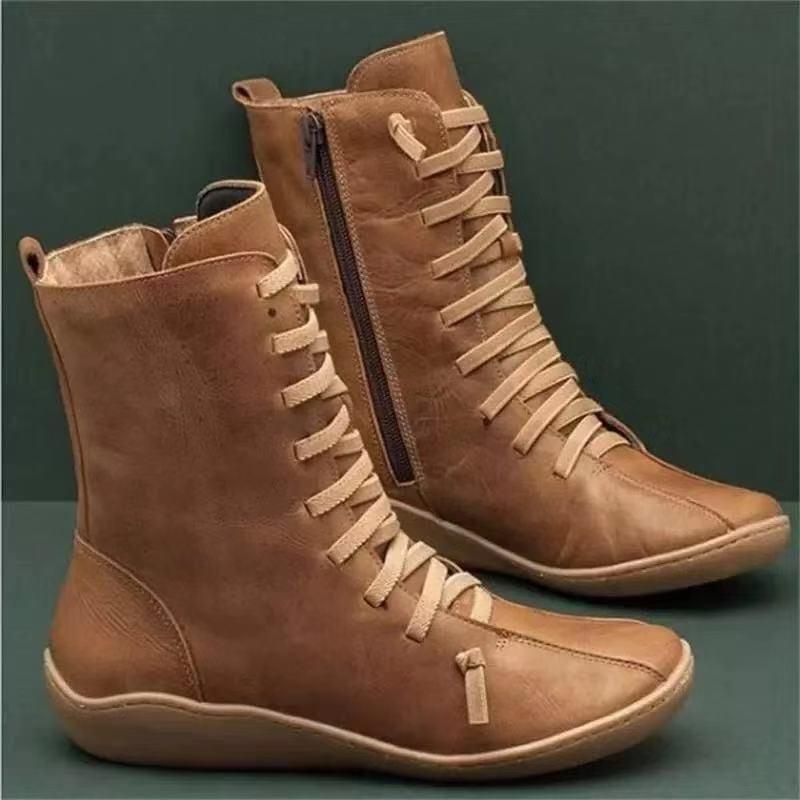 Lace Up High Upper England Style Casual Women Boots - fashionshoeshouse