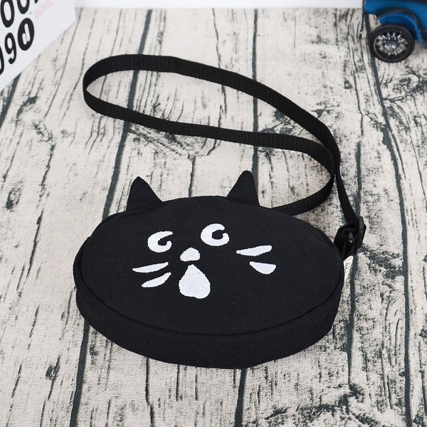 Cute cat pattern canvas bags crossbody bags - fashionshoeshouse