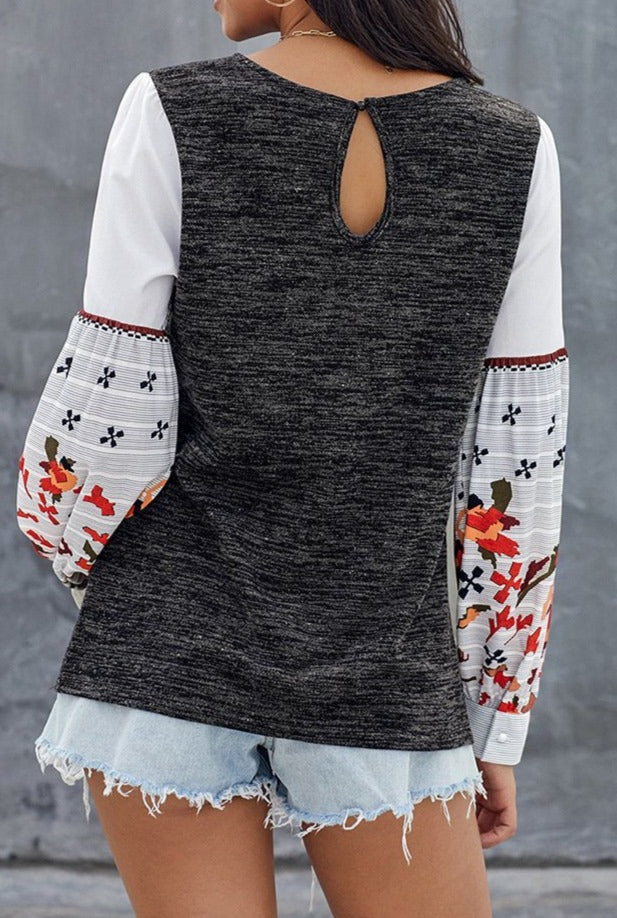 Autumn Embroidered Long Sleeve Crew Neck Tops For Women - fashionshoeshouse