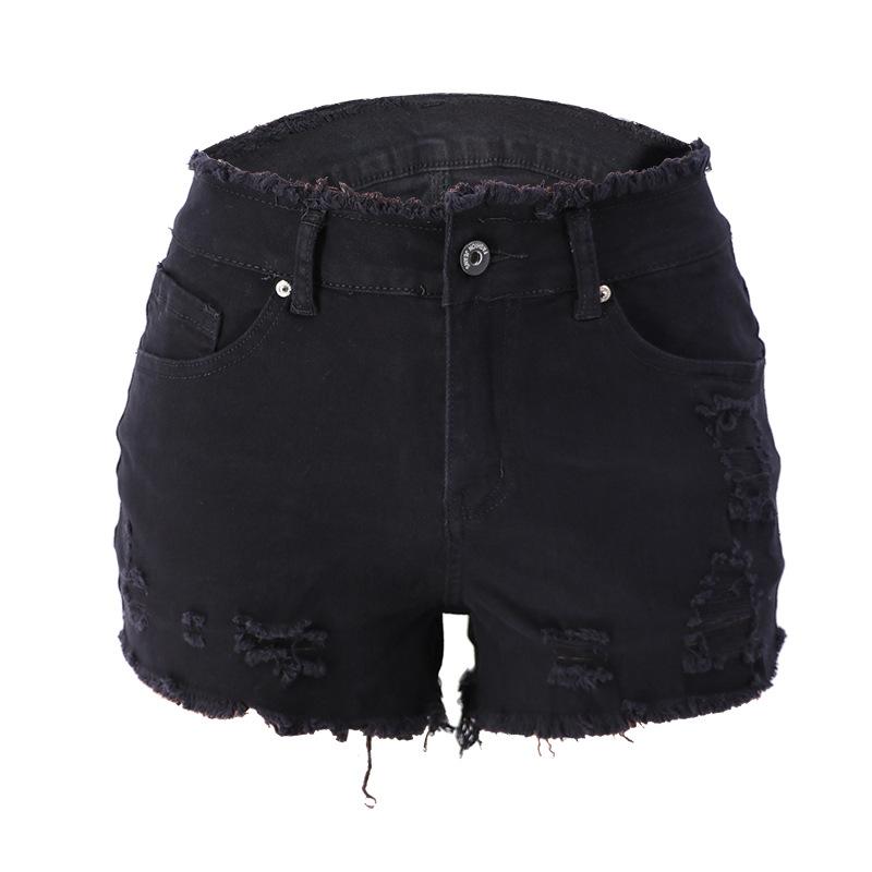 Women's mid rise frayed hem ripped jeans shorts