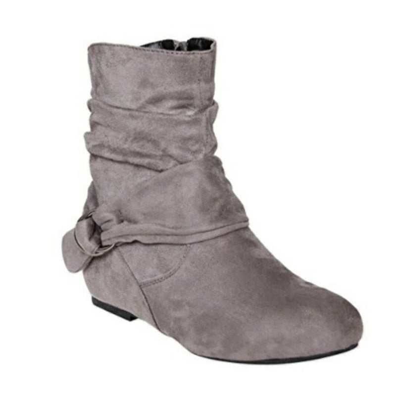 Women's retro suede buckle strap ankle boots daily casual flat shouch boots