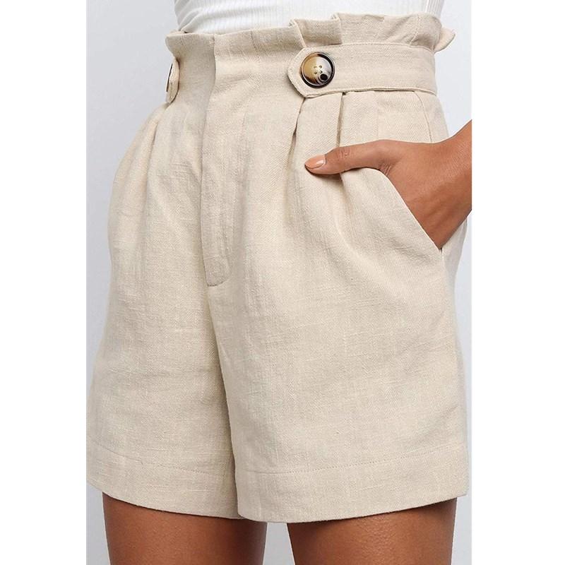 Women's linen high waist shorts with pockets