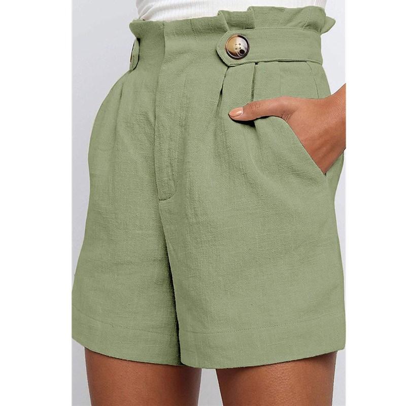 Women's linen high waist shorts with pockets