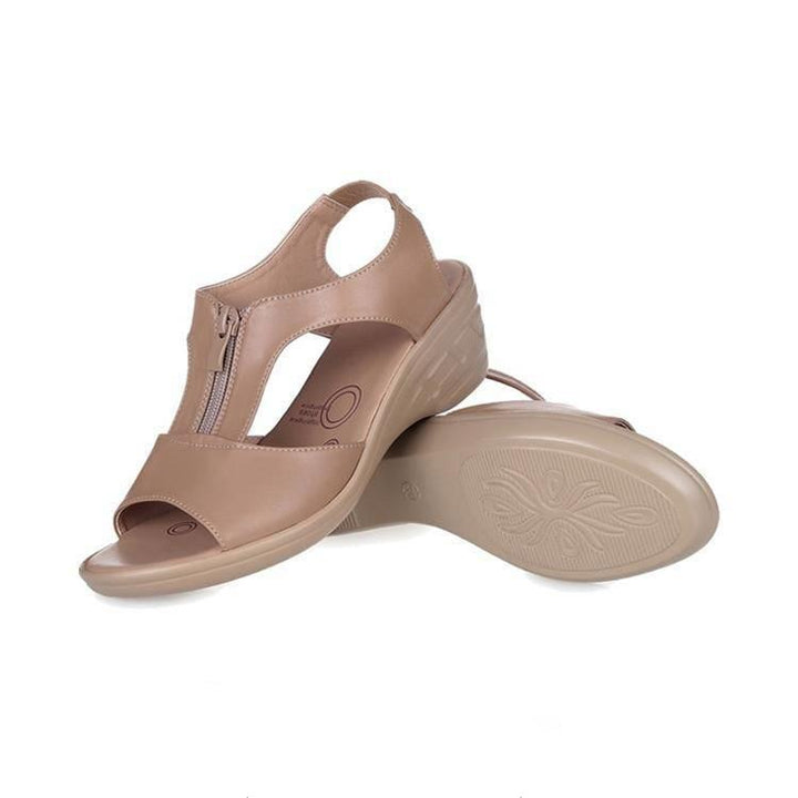 Women's peep toe front zip anti-skip gladiator sandals