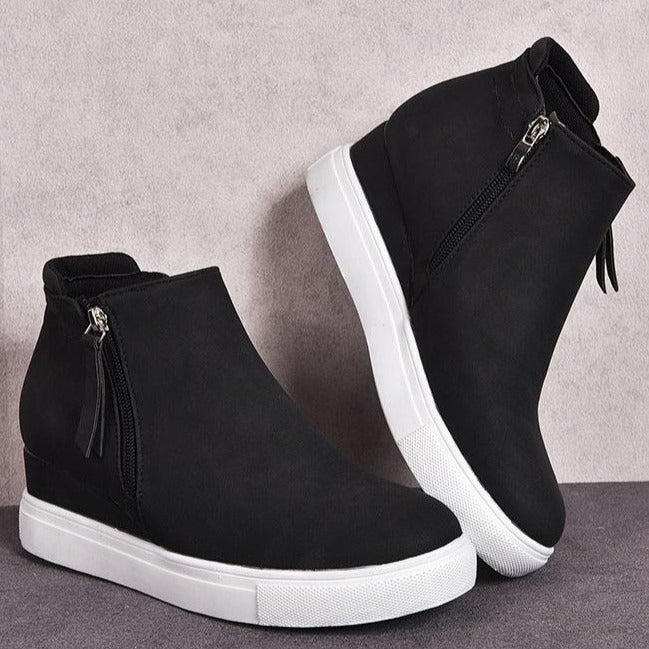 Women's slip on wedge sneakers high top casual shoes with zipper