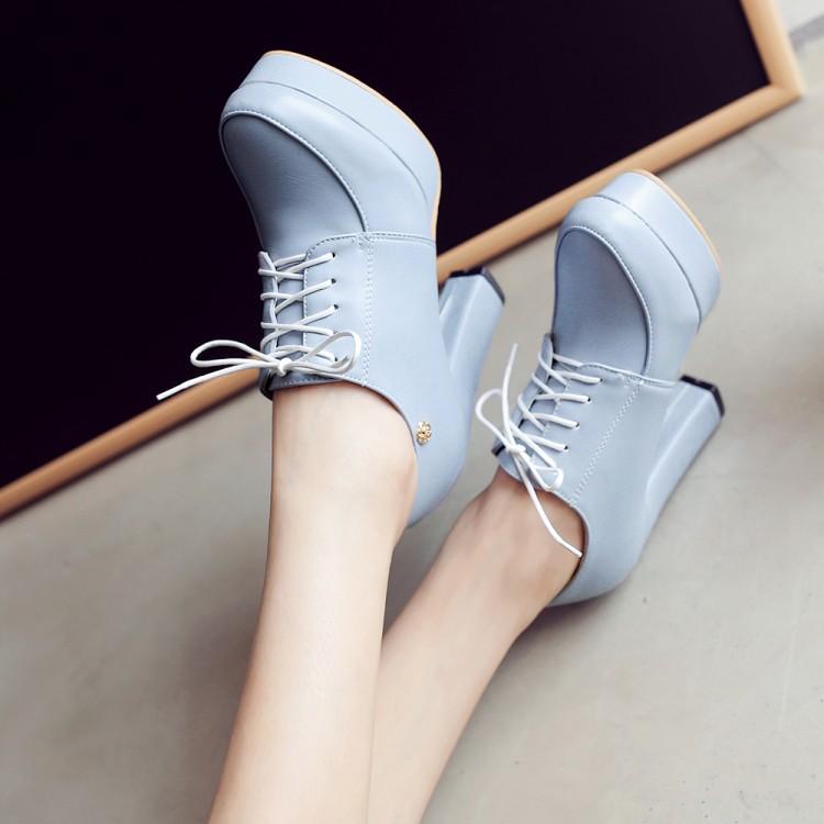Women's platform chunky high heel oxford shoes england style front lace shoes