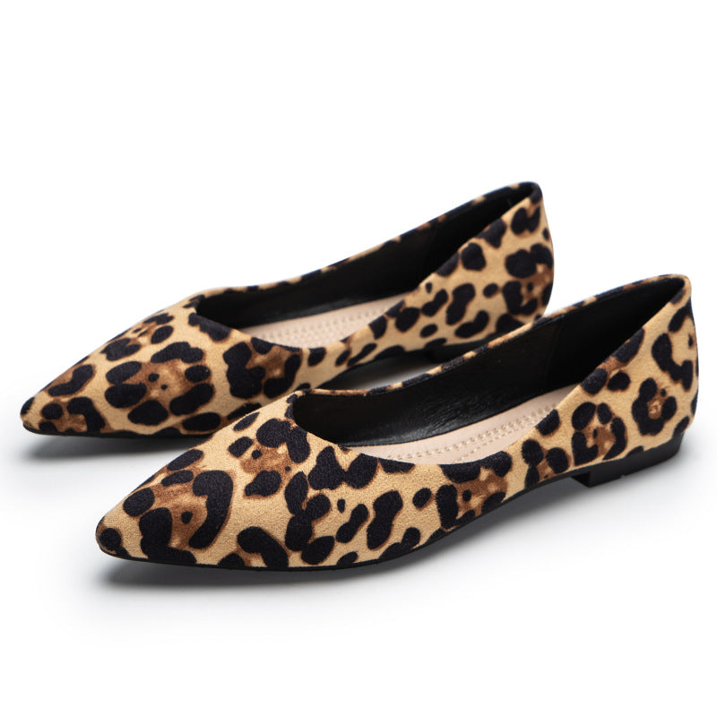 Women's leopard pointed toe flats