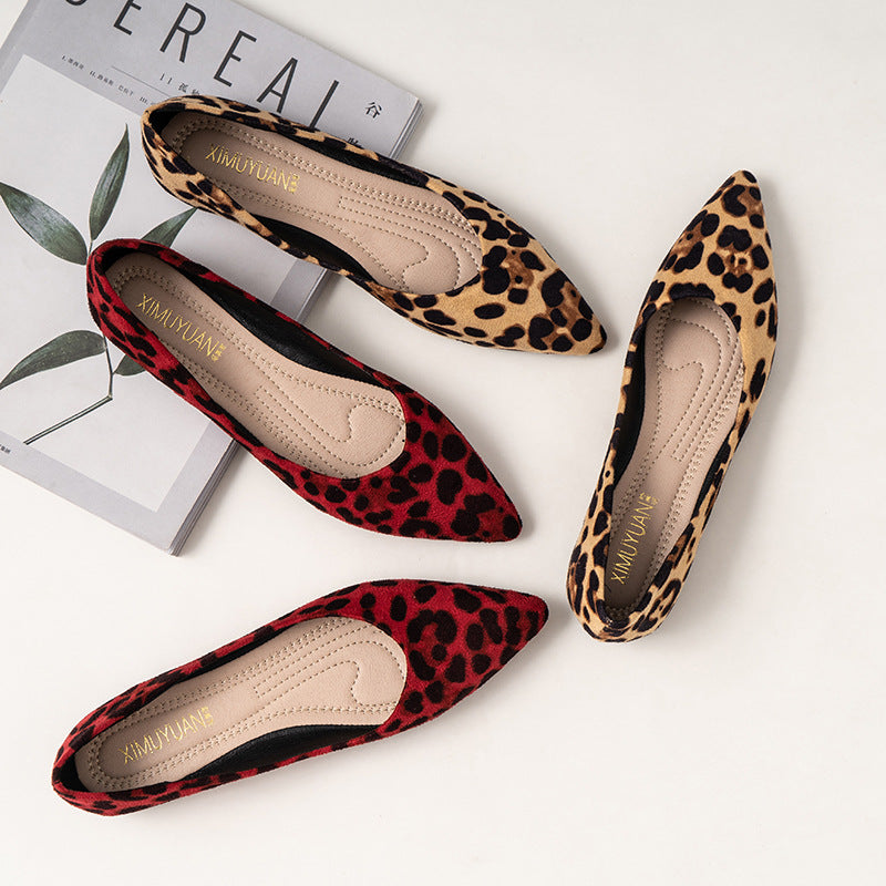 Women's leopard pointed toe flats