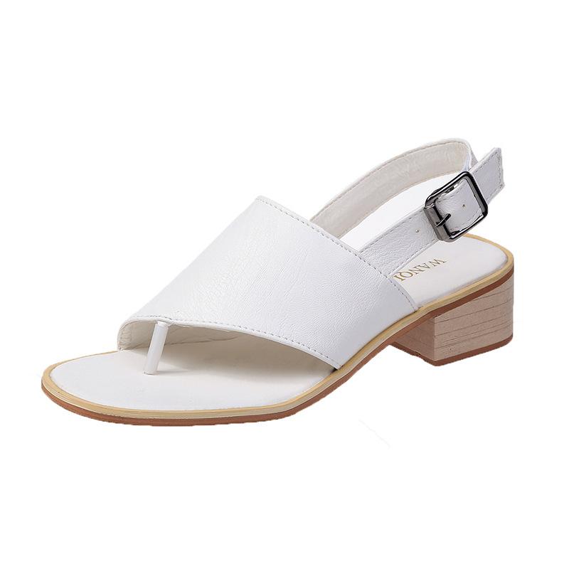 Women's clip toe chunky low heel slingback sandals with back buckle strap