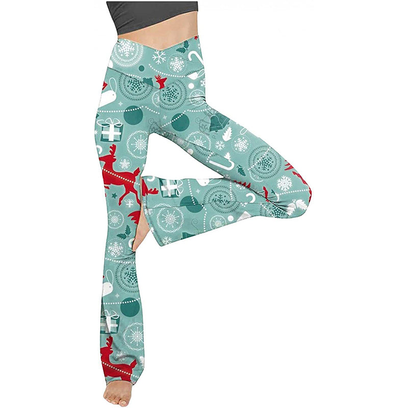 Women's high waisted fitness workout yoga flare pants