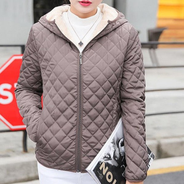 Women's winter warm quilted coat | Short hooded jacket coat
