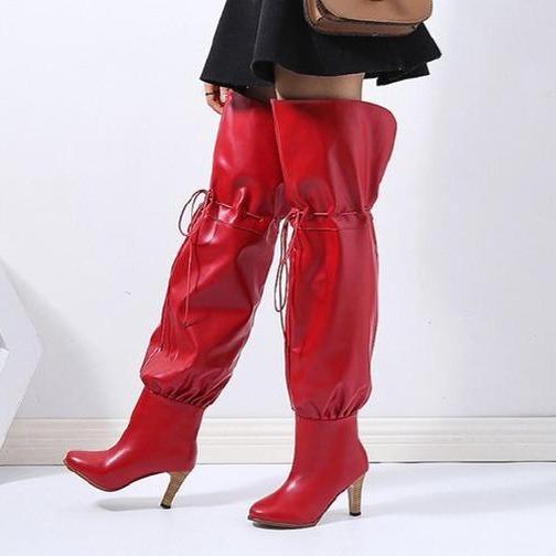 Women's fashion chunky high heel over the knee trouser boots
