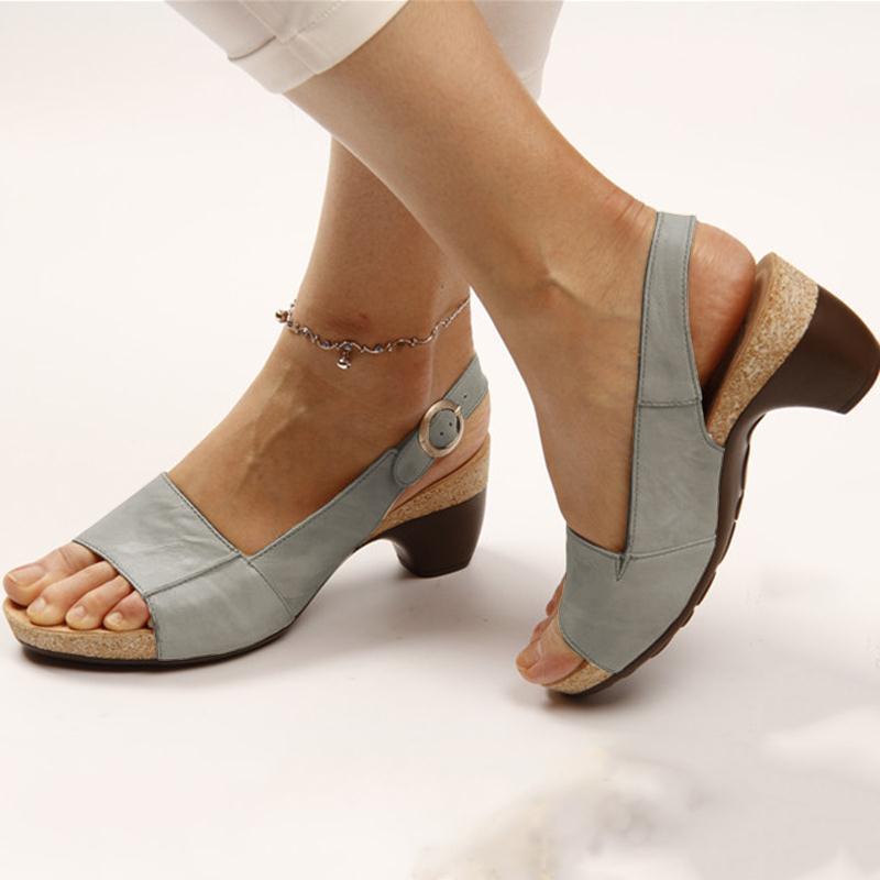 Women's chunky peep toe sandals backstrap sandals