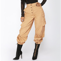 Women's casual high waist pencil pants | tapered cargo jogger pants