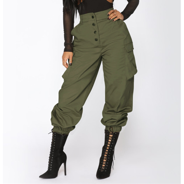 Women's casual high waist pencil pants | tapered cargo jogger pants