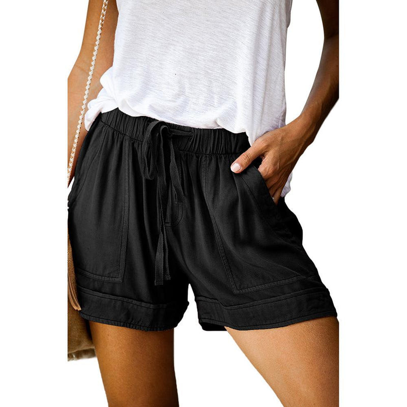 Women's summer comfy drawstring elastic waist pocketed shorts