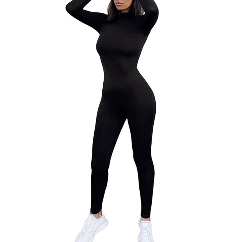 Women's long sleeves butt lifting jumpsuits | Slim fit fitness workout sporty jumpsuits