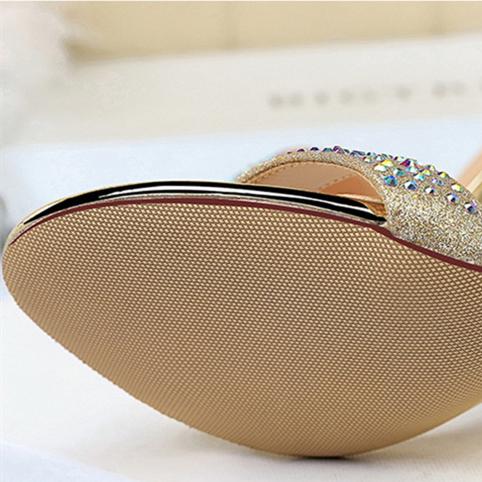 Women's rhinestone crystal high heels sandals ankle strap open toe stiletto heels prom sandals