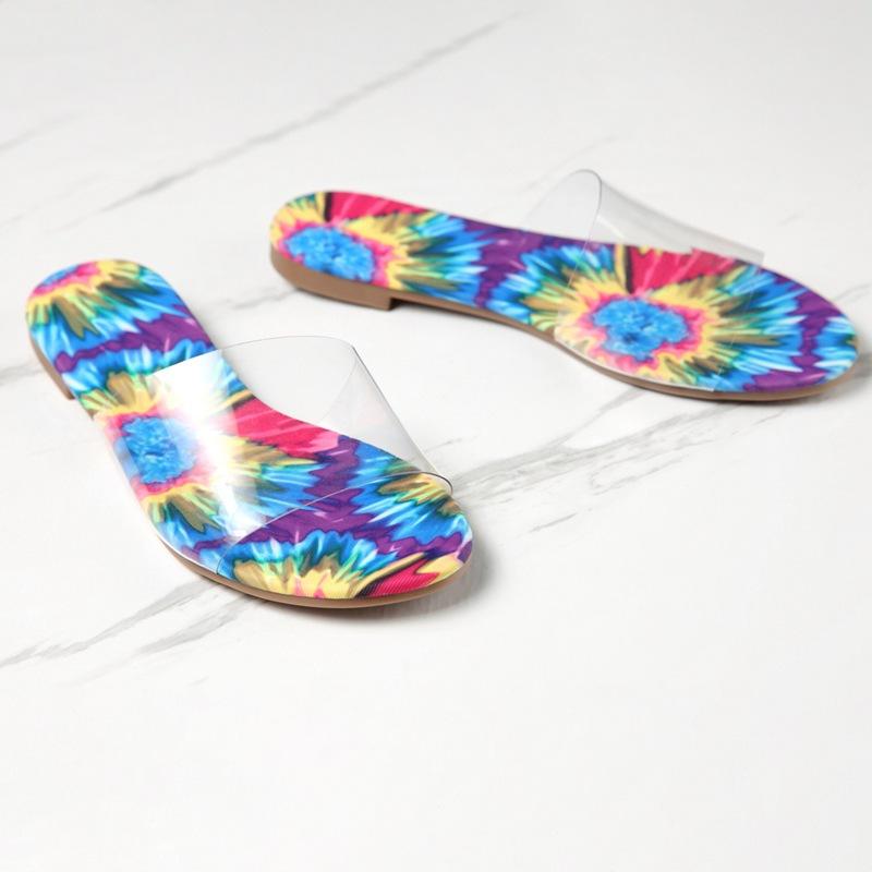 Women's clear strap colorful slide sandals summer holiday slides