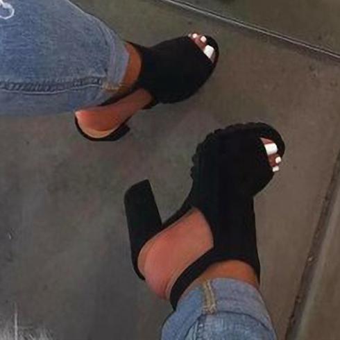 Womens' high heeled platform peep toe sandals booties