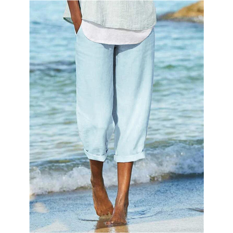 Women's summer beach carpi pants casual pants