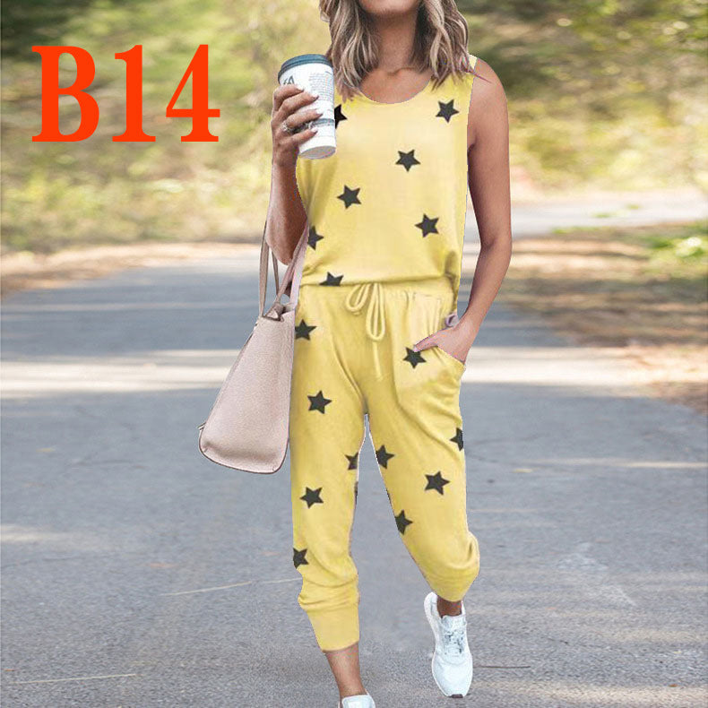 Women's summer sleeveless tops & sweatpants 2 pieces tracksuits casual outfits