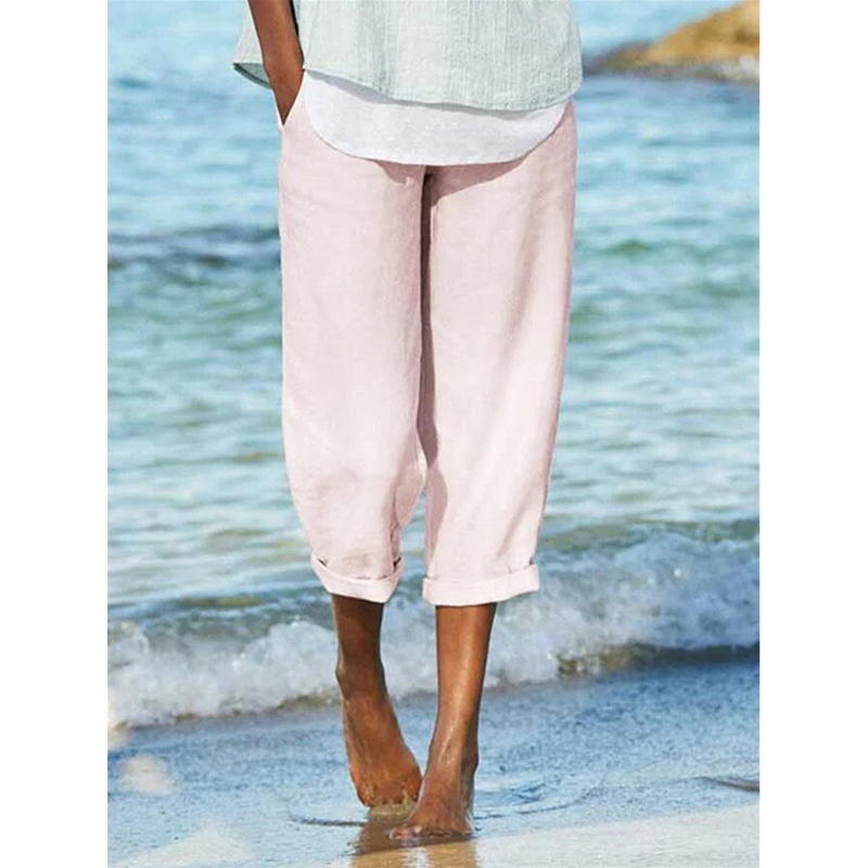 Women's summer beach carpi pants casual pants