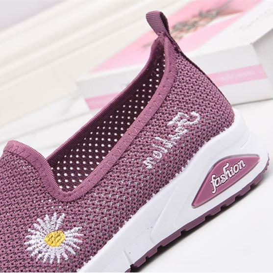 Women's flyknit breathable slip on summer sneakers casual lightweight