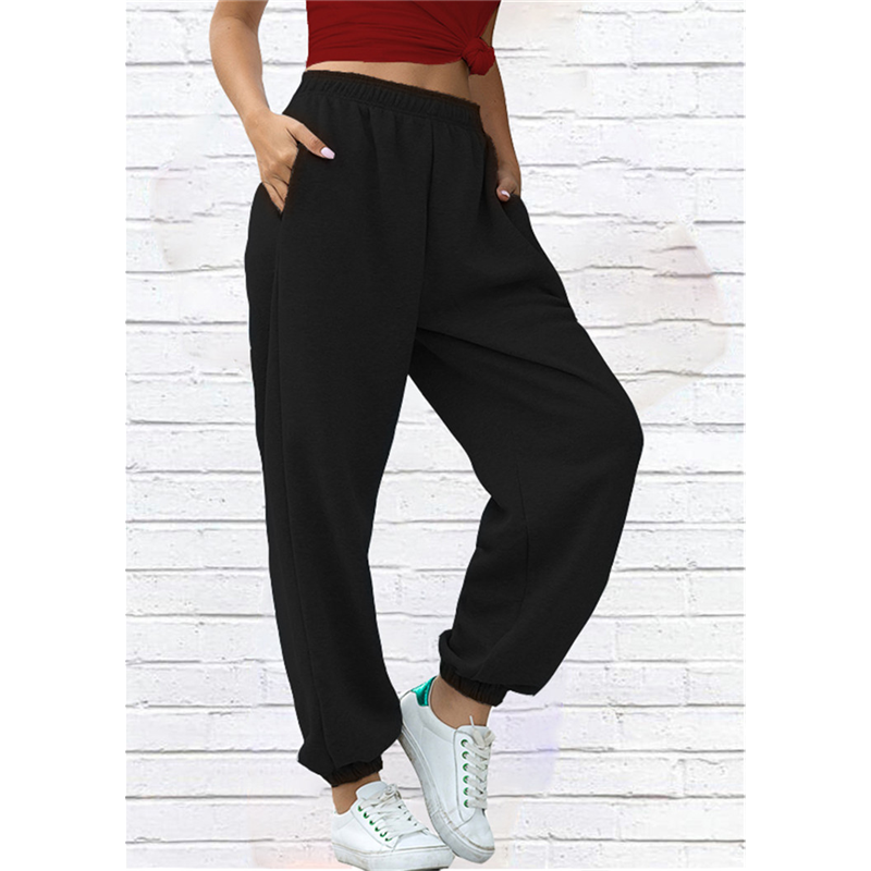 Women's fall winter sweat pants solid color sporty track pants