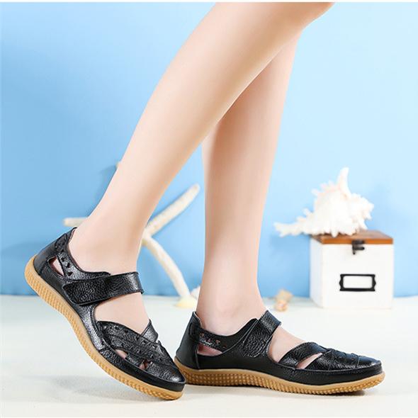 Women's vintage closed toe hollow loafers sandals comfy walking driving shoes
