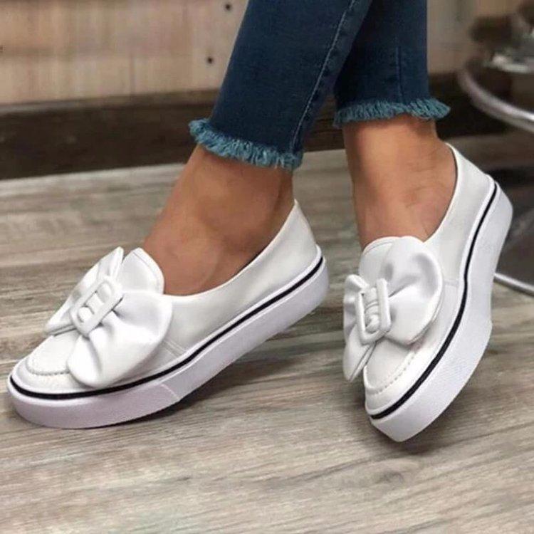 Women's bowknot slip on loafers shoes comfy walking driving shoes