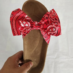 Women's flat bowknot slide sandals printed bowknot slides