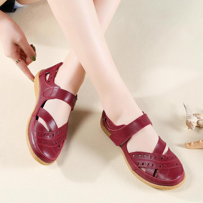 Women's vintage closed toe hollow loafers sandals comfy walking driving shoes