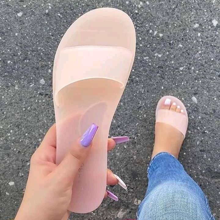 Women's peep toe flat jelly clear slide sandals