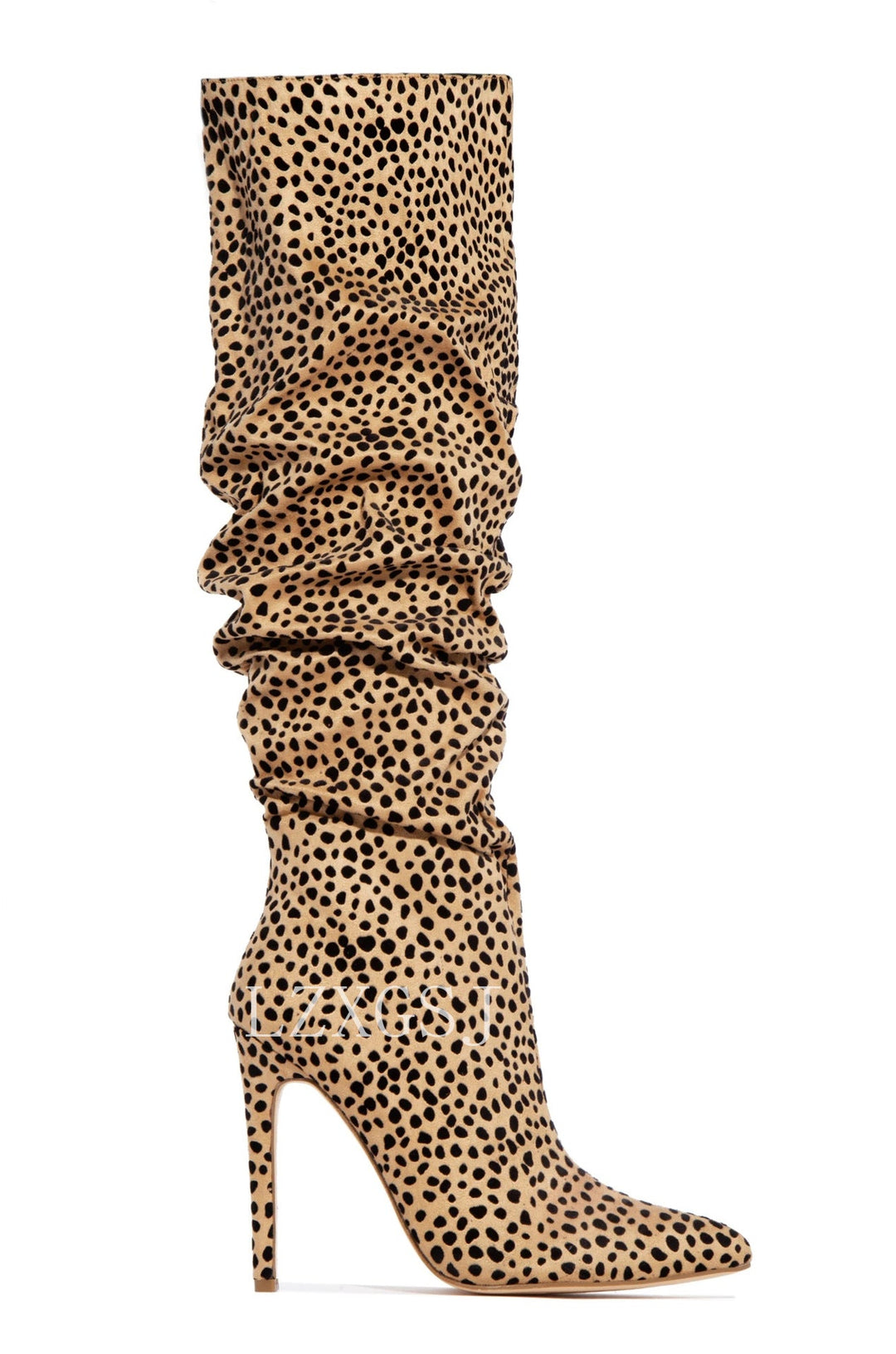 Female's leopard pattern stiletto high heels knee high slouch boots sexy fashion winter party boots