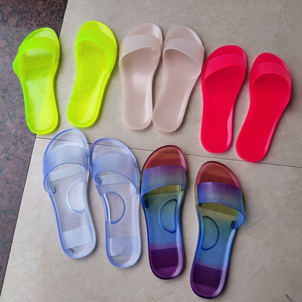 Women's peep toe flat jelly clear slide sandals