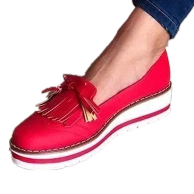 Women's spring summer slip on tassels platform wedge loafers shoes